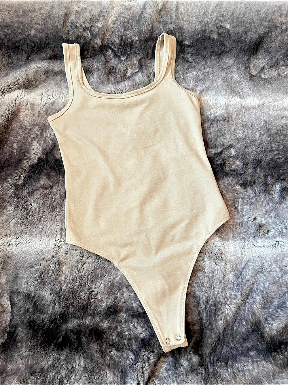 Abercrombie & Fitch Soft A&F Collection Scoop Neck Tank Bodysuit Beige XS